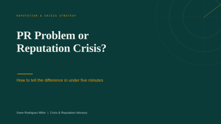 PR Problem or Reputation Crisis?